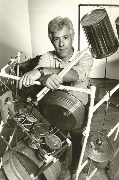 Larry Stein with Junk Drum Set