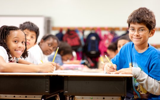 Kids working at desk