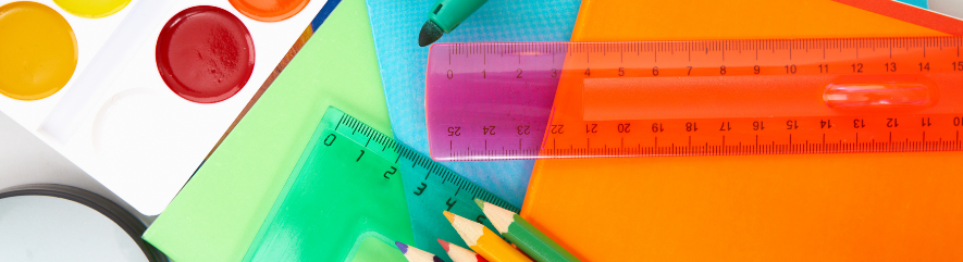 An assortment of colorful art supplies seen up close