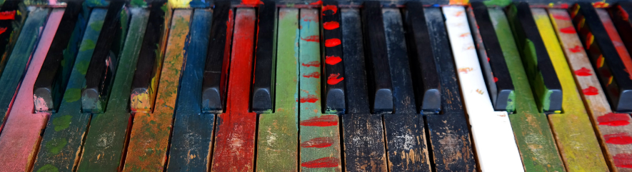 Funky painted keys on a piano