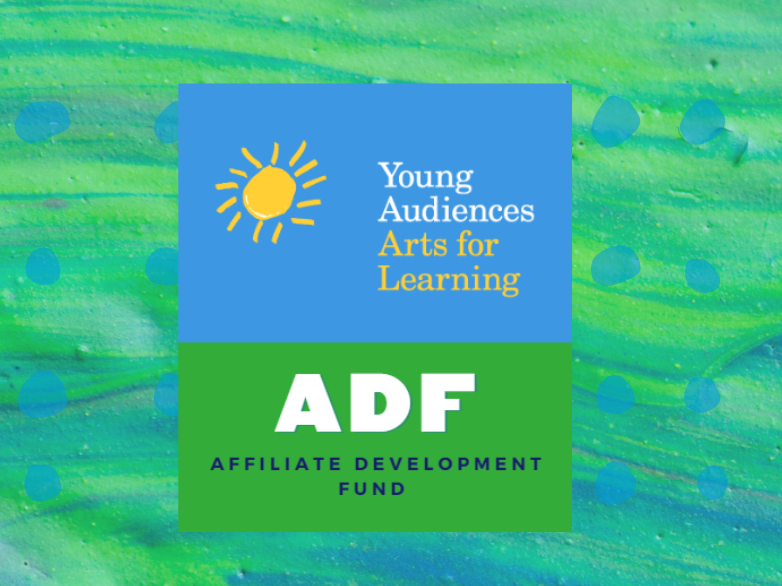 ADF logo with green/blue abstract graphics