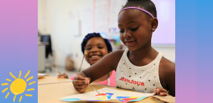 two young girls paint and draw