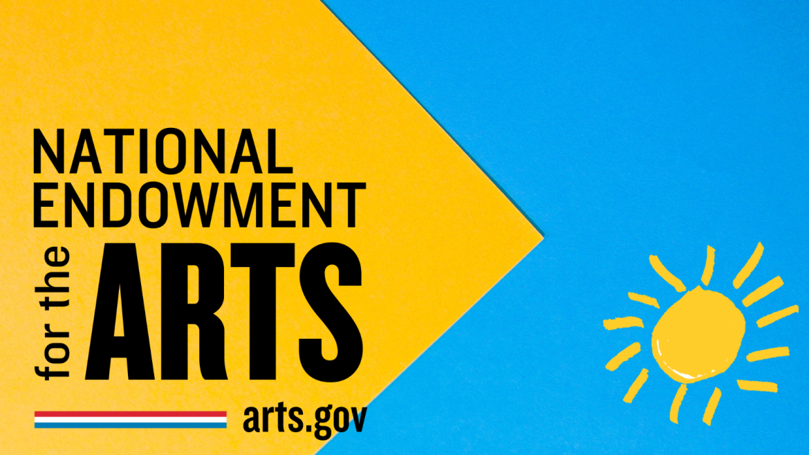 NEA logo with YA sun on flat blue and yellow background