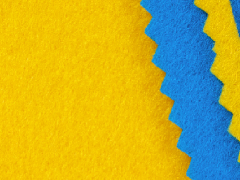Blue and yellow felt background